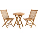 Luxusní balkonový set z týkového dřeva 1 stůl a 2 skládací židle P339