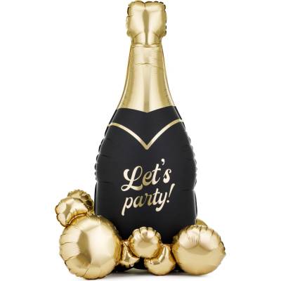 PartyDeco Balonek fóliový Lahev sektu Let's party samostojný, 132 cm