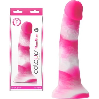 Пенис дилдо от силикон, розово-бяло, 19, 3см. - Colours Yum Yum (NSTOYS0866)