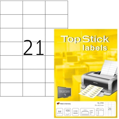 Top Stick Самозалепващи се етикети, A4, 70 х 42.43 mm, 21 бр (1540100192)