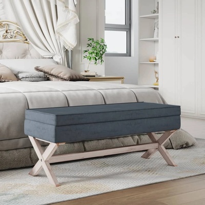 vidaXL Табуретка за съхранение, тъмносива, 110x45x49 см, кадифе (344526)