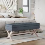 vidaXL Табуретка за съхранение, тъмносива, 110x45x49 см, кадифе (344526)
