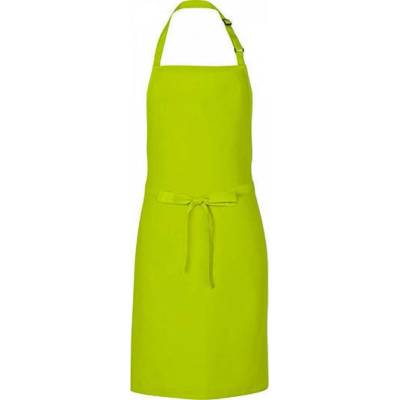 Link Kitchen Wear Univerzální keprová zástěra s laclem a nastavitelným páskem u krku Zelená limetková 72 x 85 cm X986