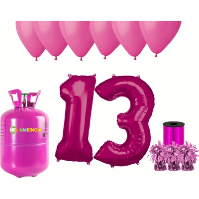 HeliumKing Helium párty set na 13. narozeniny s růžovými balónky