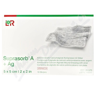 LOHMANN RAUSCHER Krytie Suprasorb A+Ag sterilné 5 × 5 cm 10 ks