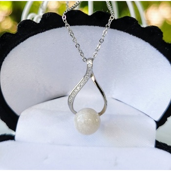Meganflo Стилен сребърен медальон с перла