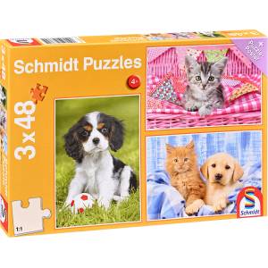 Schmidt Spiele Детски пъзел Schmidt от 3 x 48 части - Моите най-сладки животинчета (56361) - baby