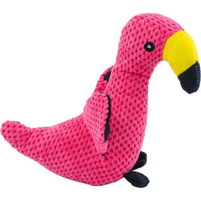 Karlie-Flamingo Blovi Pink hračka pro štěně plyšový plameňák s trubkou 17 cm