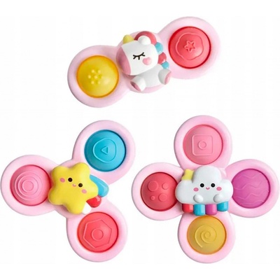 Woopie BABY Space Spinner Pop it Sensory Toy vyměnitelné 3 ks růžové