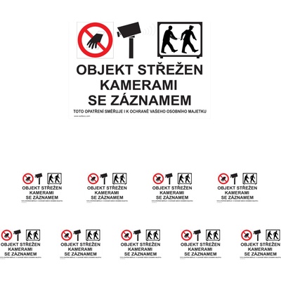 Walteco Objekt strážený kamerami so záznamom 210x148mm, formát A5, samolepka Množstvo: 10 ks , 20057BP2