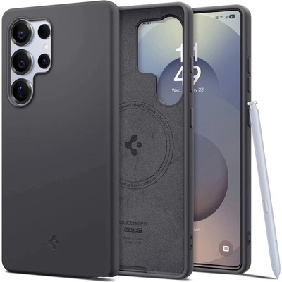 Spigen Silicone Fit MagFit Qi2 MagSafe Case - силиконов (TPU) калъф с MagSafe за Samsung Galaxy S25 Ultra (черен)