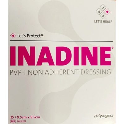 Inadine povidone iodine neadhezívne krytie 9,5 x 9,5 cm 25 ks