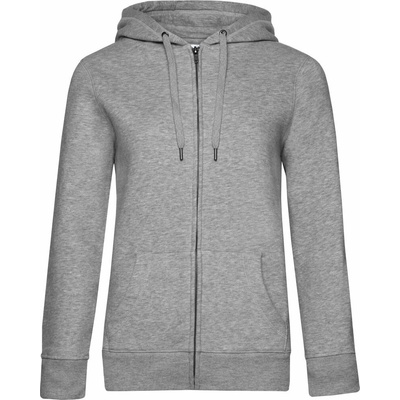 B&C Organic Zipped Hood /women white heather grey