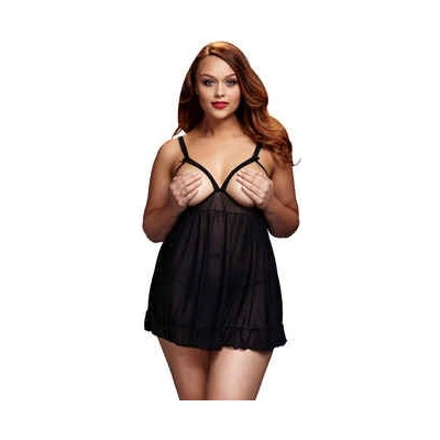 Erotické šaty s odhalenými prsy Baci, Queen Size, černá