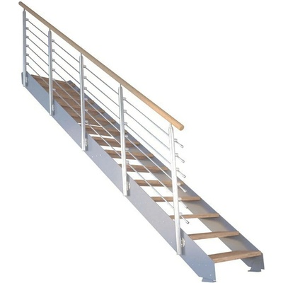 StarWood Kovové schody Kos 10 st. dub rustik olej. 87 cm design. zábradlí šedá