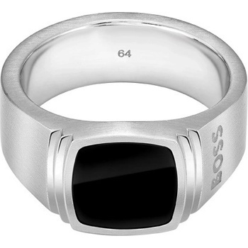 Hugo Boss Pánsky oceľový prsteň s onyxom Odell 1580652
