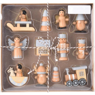 Home Styling Collection Sada dřevěných vánočních ozdob 12 ks béžové – Hledejceny.cz