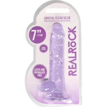 REALROCK priehľadný realistický dildo fialový 17 cm