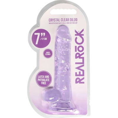 Realrock gélové dildo s prísavkou 17 cm fialové
