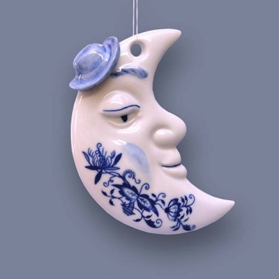 Cibulák Dubí Vánoční ozdoba měsíček oboustranný cibulový porcelán 10623