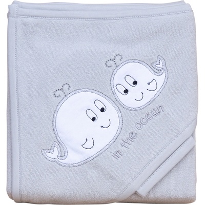 Scarlett Froté ručník -velryby s kapucí šedá – Zboží Dáma