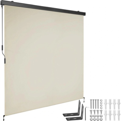 tectake Svislá markýza Eloise se 2 nástěnnými držáky - 180 x 250 cm, béžová