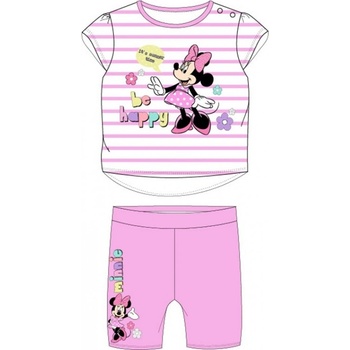 E plus M Dojčenská / detská letná bavlnená súprava / set tričko a šortky Minnie Mouse Disney ružová