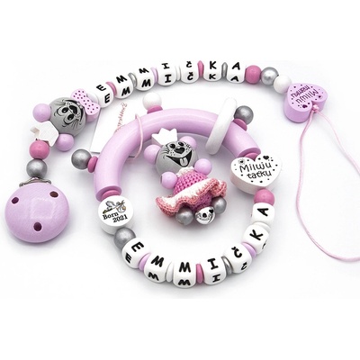 HappyKidsPraha Set Klip na dudlík a Chrastítko LUCKY