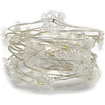 ACA Lighting LED dekoračná girlanda snehové vločky studená biela farba 200 cm IP20 2x batéria AA