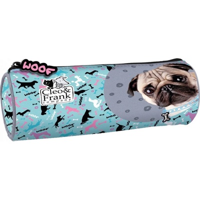 DERFORM Овален ученически несесер Derform Cleo&Frank - С куче, с 1 цип (PTCF28)