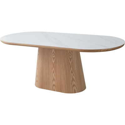 Bogdan Furniture Europe Трапезна маса lary бял мрамор/натурален дъб