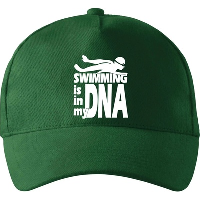 Swimming is in my DNA so zahnutým šiltom a látkovou sponou Fľaškovozelená
