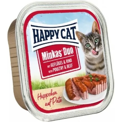 Happy Cat Minkas Duo Poultry & Beef - хапки в желе върху пастет за котки, с домашни птици и говеждо, 100 гр, Германия - 70177