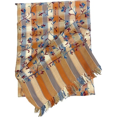 Top textil ručně vyšívaná kostkovaná šála