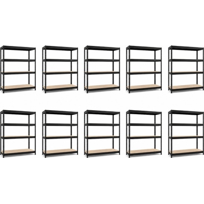 Mamutex Heavy Regál 180 x 160 x 60 cm 4 police černý 10 ks