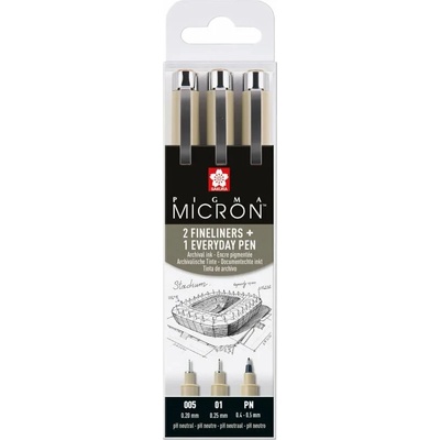 Sakura Pigma Micron Fineliner Set Architecture Технически химикалки Black 3 бр (POXSDK3UR)