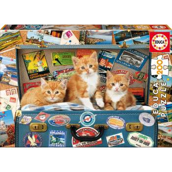 Image 1 of Educa - Puzzle Traveling kittens Educa - 200 piese