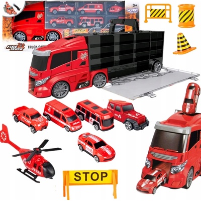 WOOPIE Sada Nákladné Transporter 3v1 červená 11 el.