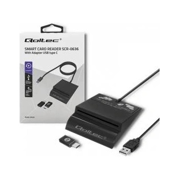 Qoltec Smart Chip ID Card Reader SCR-0636 | USB Type-C