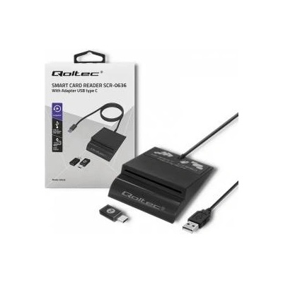 Qoltec Smart Chip ID Card Reader SCR-0636 | USB Type-C