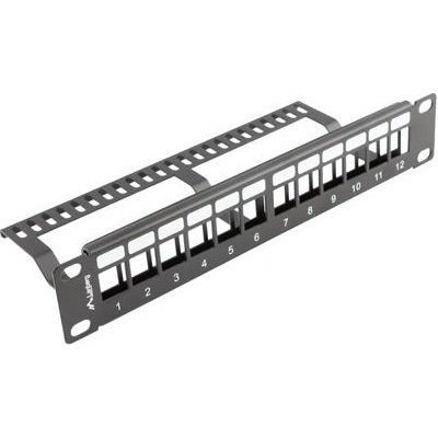 Lanberg Пач панел Lanberg patch panel blank 12 port 1U with organizer for keystone modules black (PPKS-9112-B)
