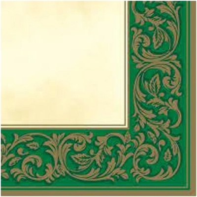 MAKI SLOG 000804 Rococo Pattern Green servítky 3-vrstvy 20ks 33x33cm