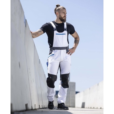 Ardon H6602 pracovné nohavice s náprsenkou 4Xstretch Biela