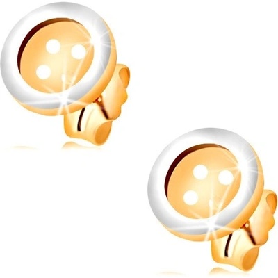 Šperky eshop v kombinovaném zlatě kulatý knoflík se čtyřmi dírkami GG188.41