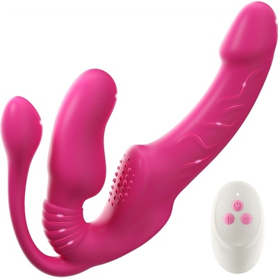 SuperLove Triple Delight Strapless Triple Motor Vibrating Strap On with Remote Pink – Zbozi.Blesk.cz