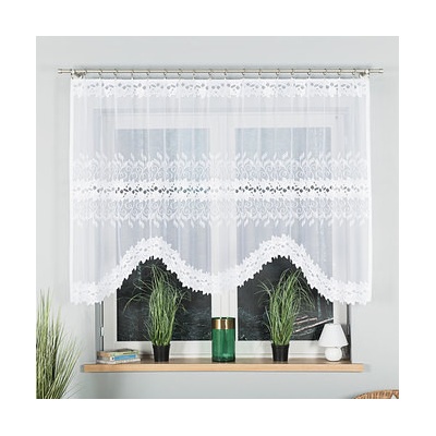 Dekorační oblouková krátká záclona na žabky BASTIA 130 bílá 330x130 cm MyBestHome