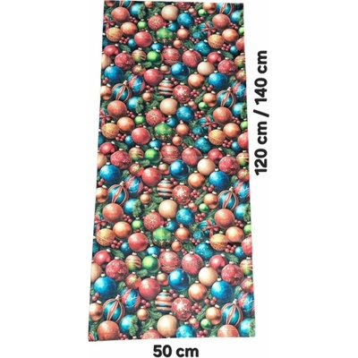 LKV Lomnice Vánoční set: Běhoun + 4 ks prostírání - s motivem vánočních ozdob - 30 x 140cm