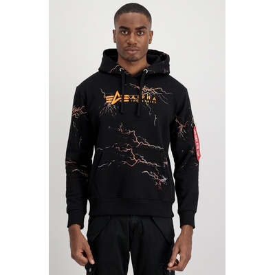 Alpha Industries mikina Basic Hoody černá neon orange