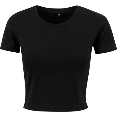 Build Your Brand Dámske crop top tričko s krátkym rukávom Čierna