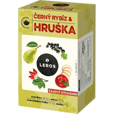 Leros ovocný čaj čierny ribíz a hruška 20 x 2,5 g